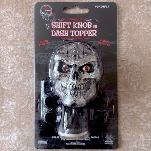 Brand New Silver Skull Skeleton Novelty Shift Knob or Dash Topper Hand-Painted - Picture 13 of 13